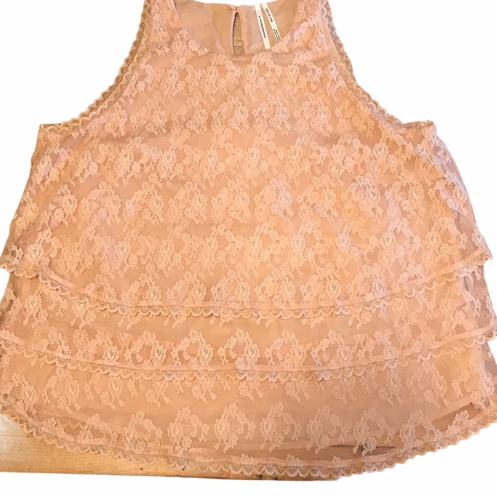 Anthropologie Pink Lace Blouse